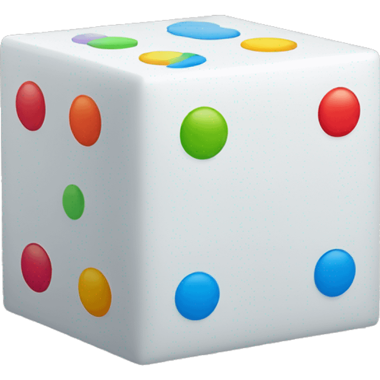 1 withe cube with a coloured dot on every side emoji