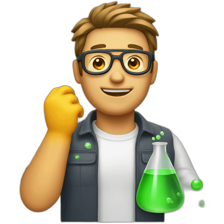 Guy making boom with chemicals emoji