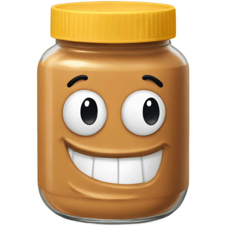 Jar of peanut butter with a happy face emoji