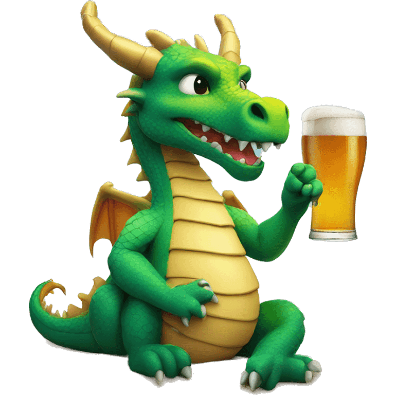 Dragon sipping a beer on a beach  emoji