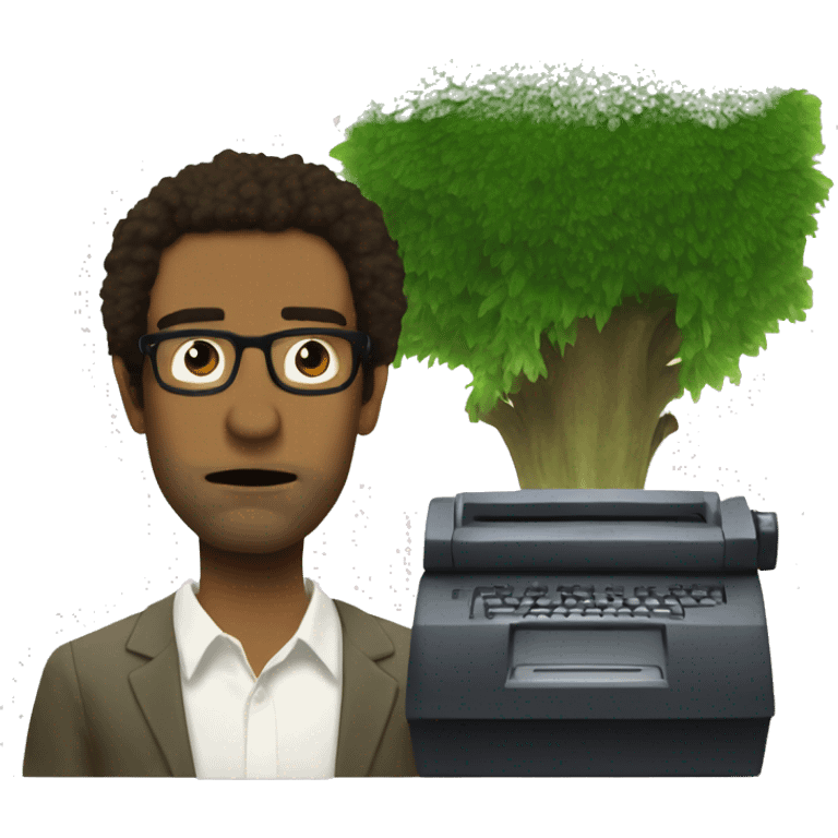 Moss from the IT crowd typing on computer emoji