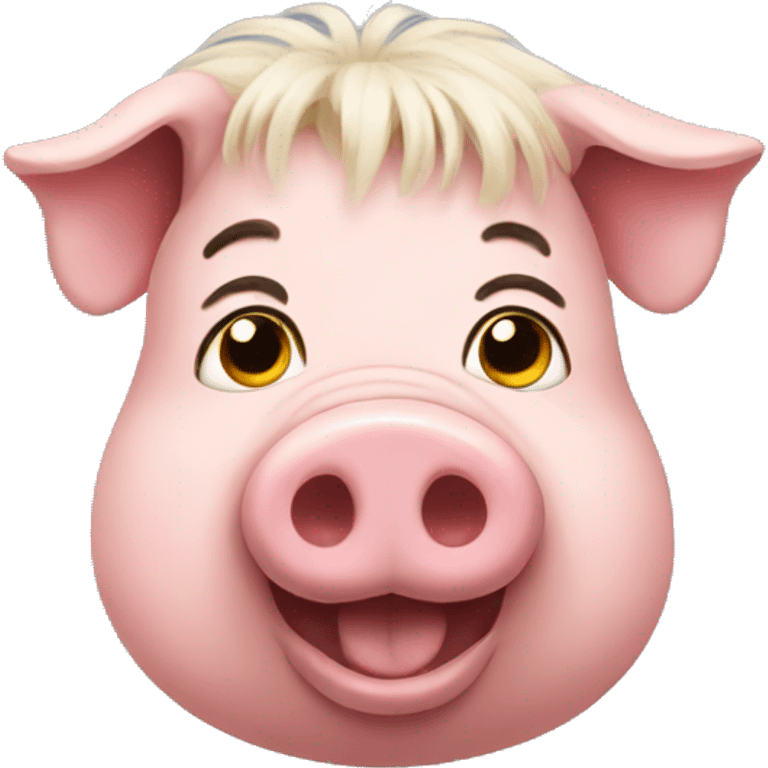 Pig with hair emoji