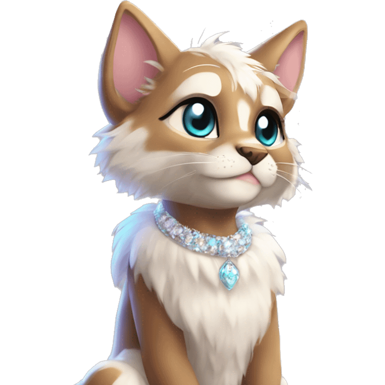 Furry, sparkle, iridescent, colorful, pastel, edgy, cool, fantasy beautiful, brown, beige, white, divine, godly, angelic, animal, anthro, full body, fursona, feline emoji