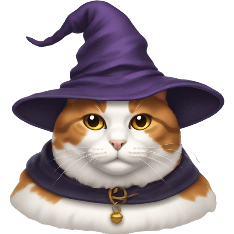 Fat calico cat witch hat emoji