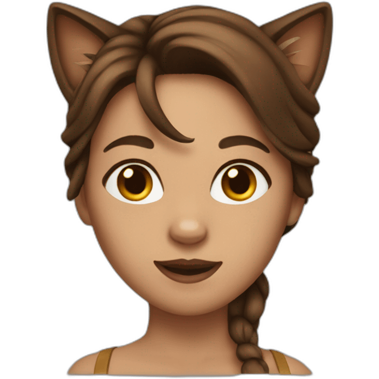 Woman with long brown hair dressed as a cat  emoji