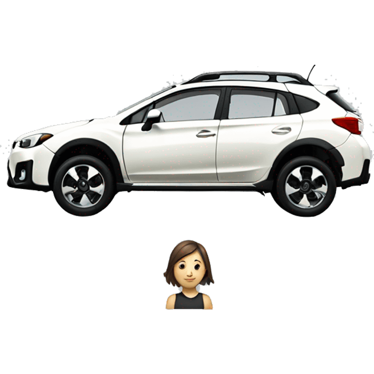 white Subaru XV with a girl inside emoji