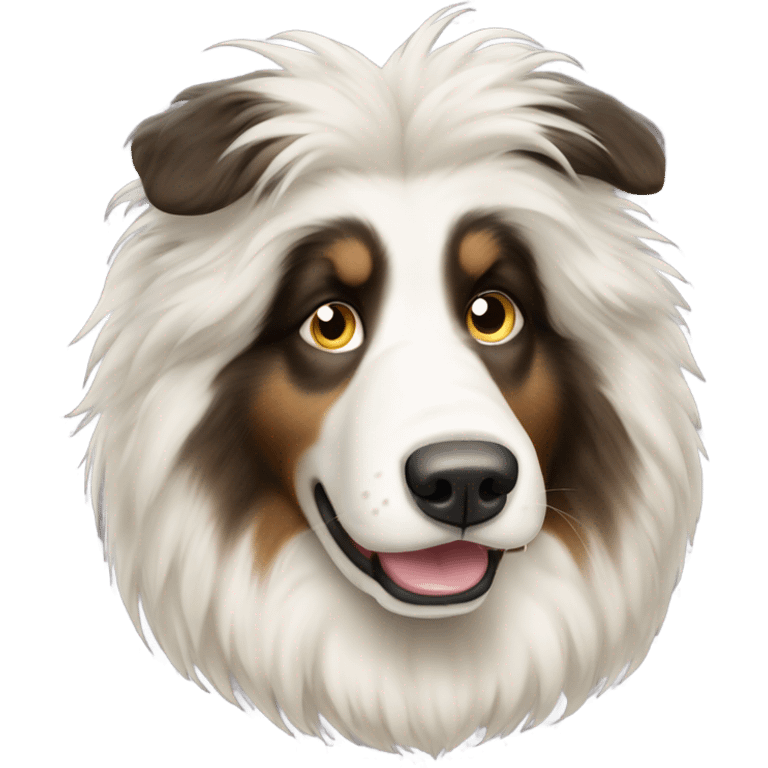 Fluffy big collie dog white and cream mad emoji