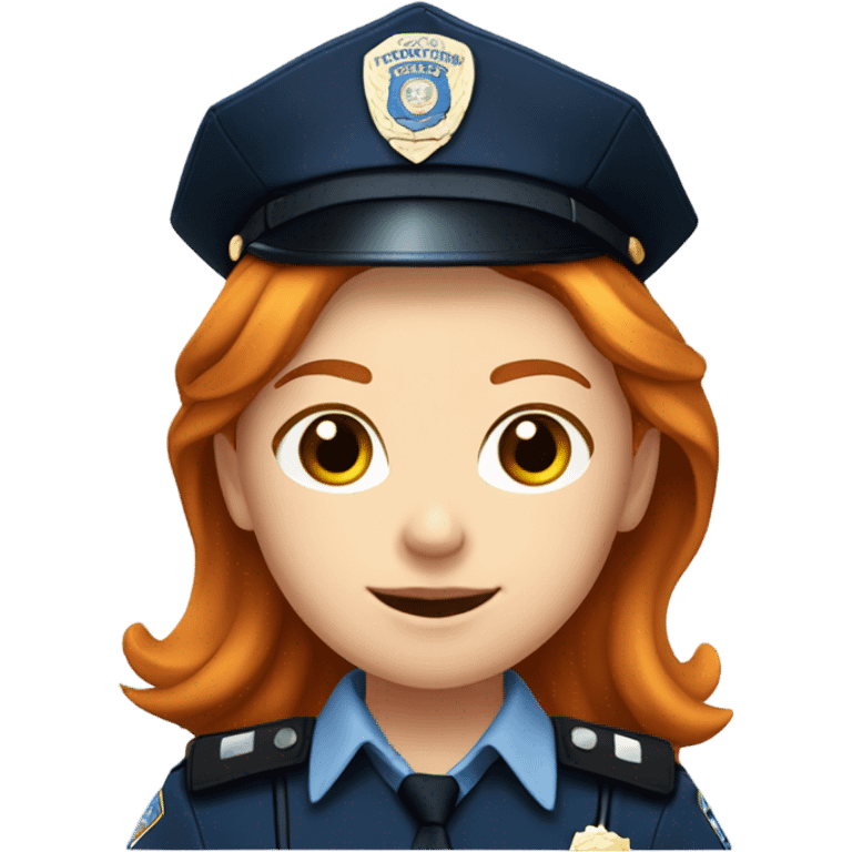 face of ginger girl police officer teen cute blue uniform  policia badge brown eyes emoji