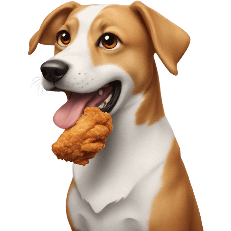 Dog eating fried chicken emoji