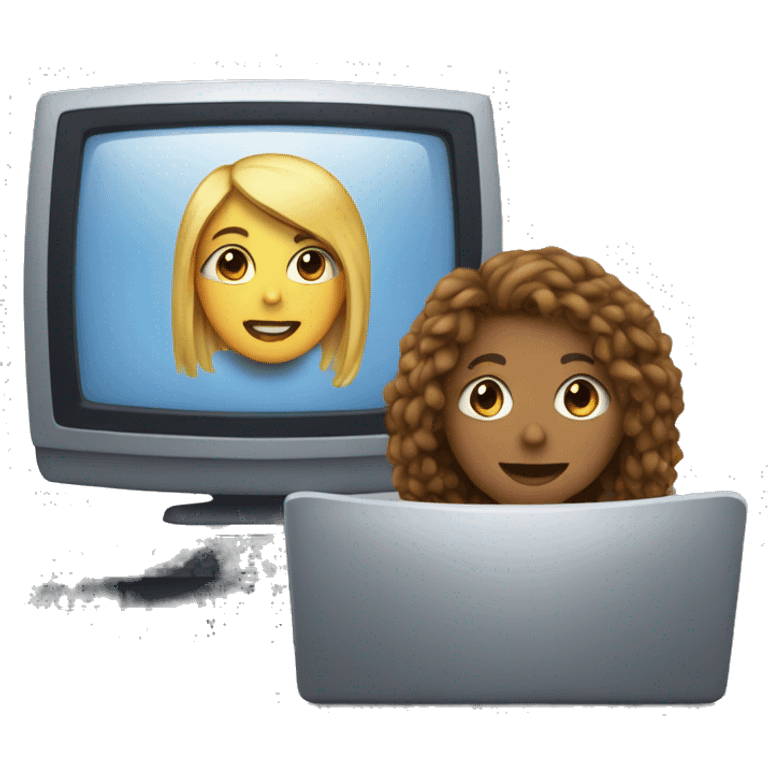 Computer with girlfriend emoji