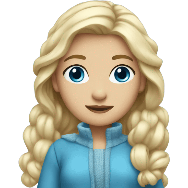 Winter Outfit, blond princess with blue eyes emoji