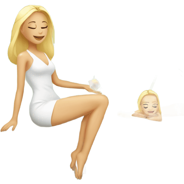 Girl blondes relax in spa salon  emoji