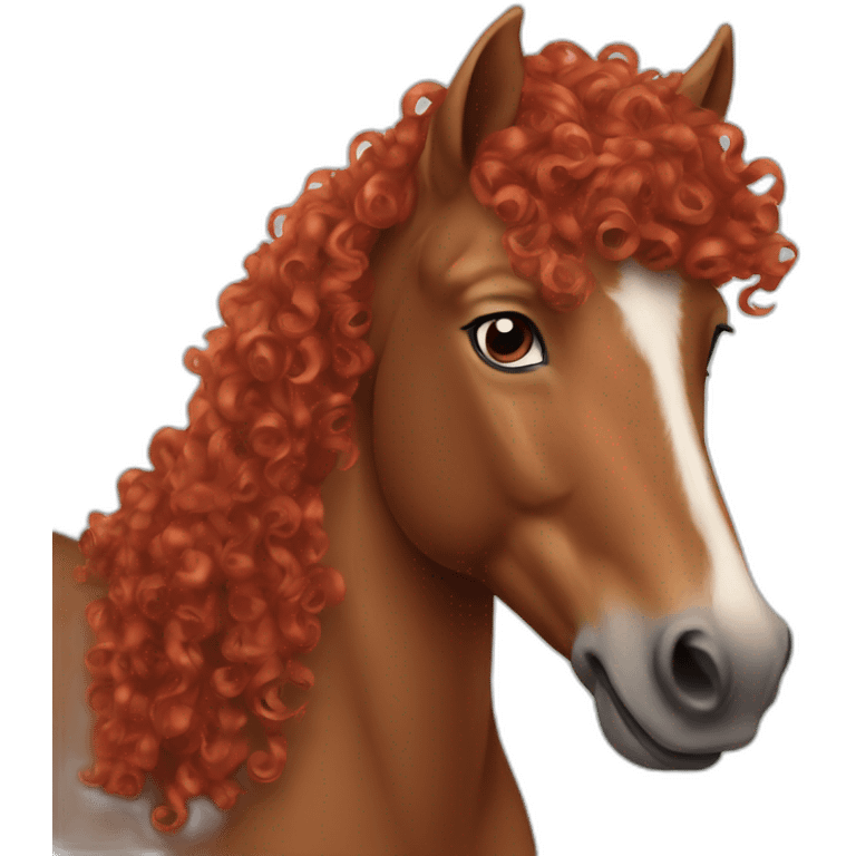 Horse with red curly hair emoji