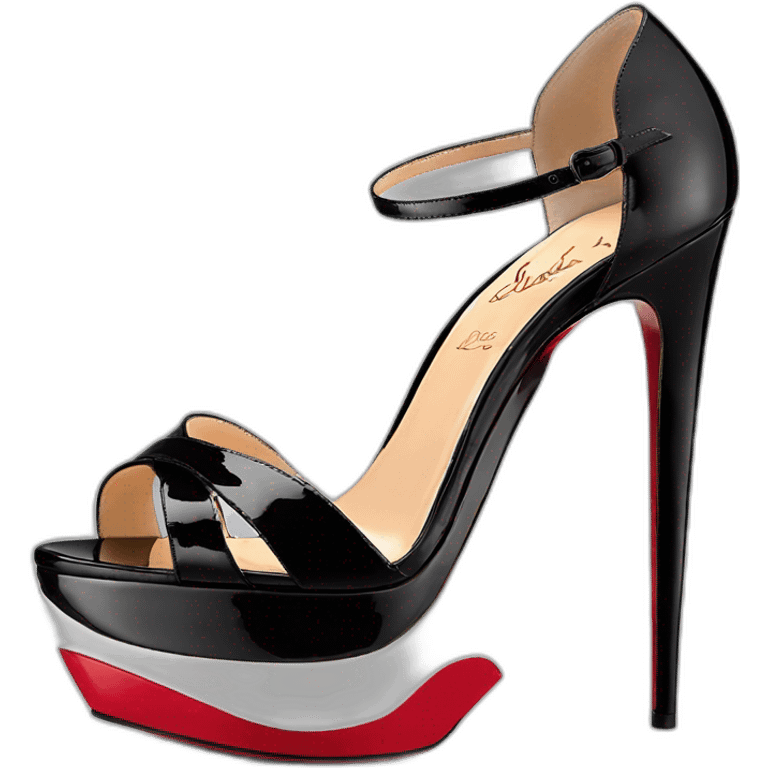 Platform wedges black louboutin sandal patent emoji