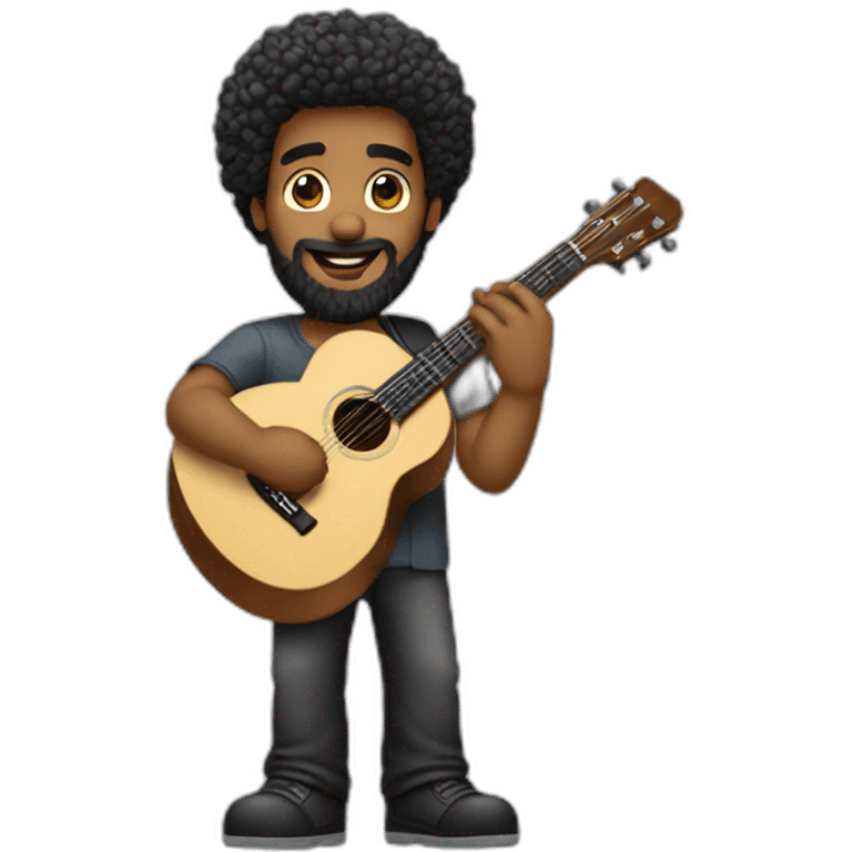 Homem claro cabelo preto barba tocando violão  emoji