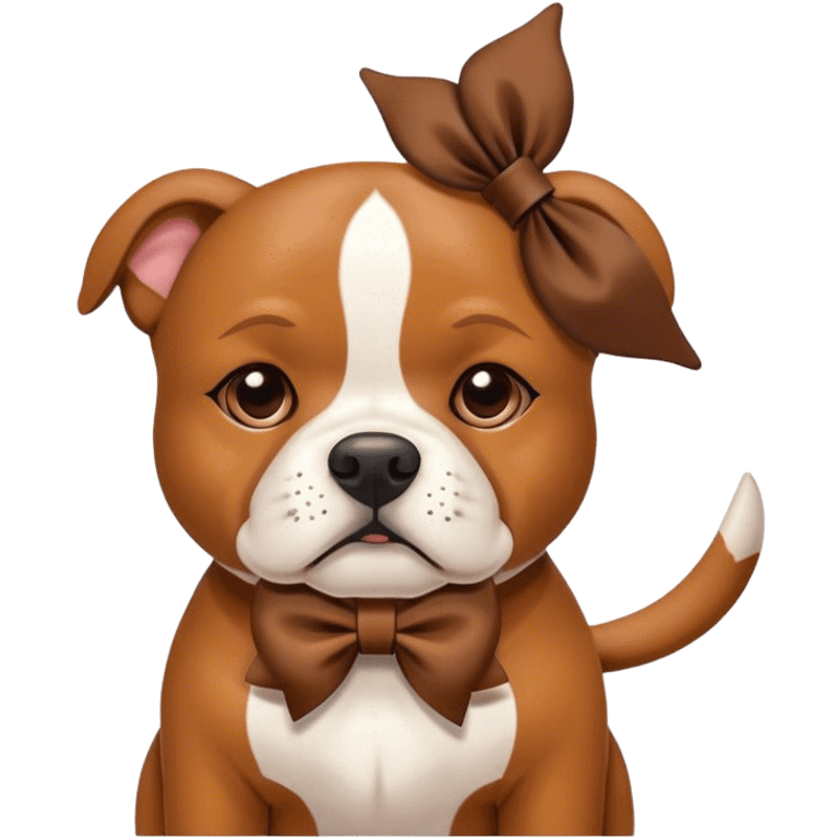 Staffordshire bullterier with  bow on ear emoji