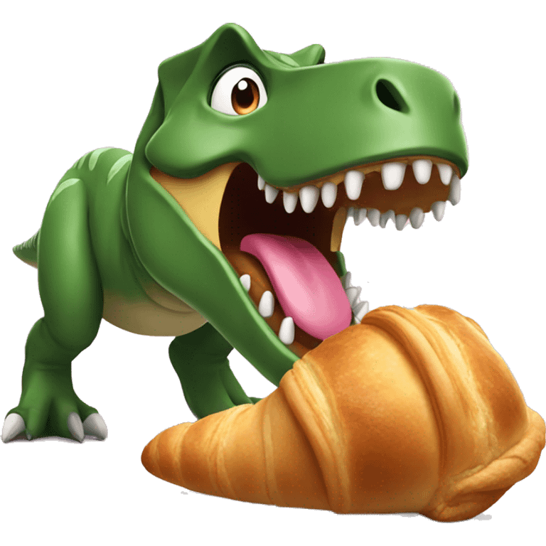 T-Rex eating a croissant  emoji