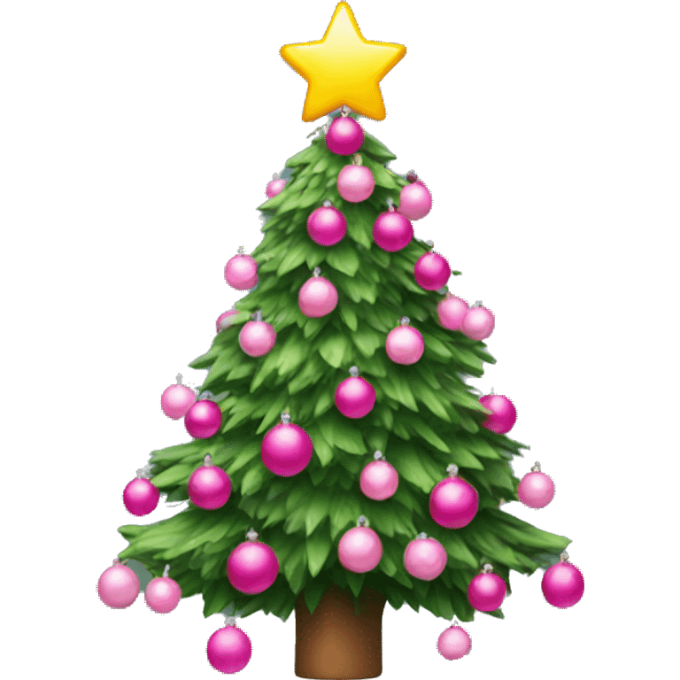 christmas tree with pink decorations emoji