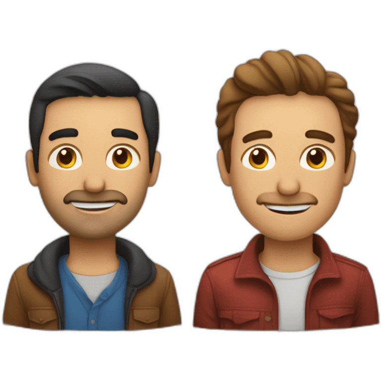 Two people talking face to face, one spanish man, and one american man emoji