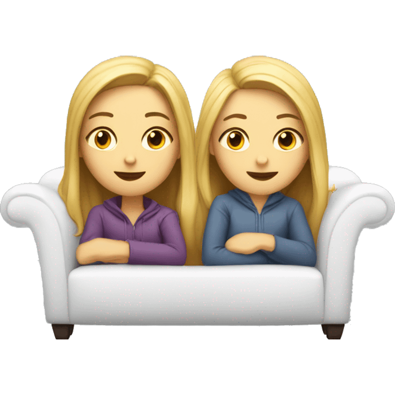 Two white Girls chill on the Couch  emoji