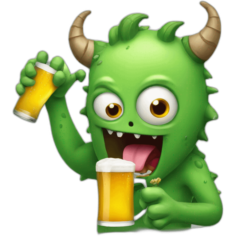 funny monster drinking beer emoji