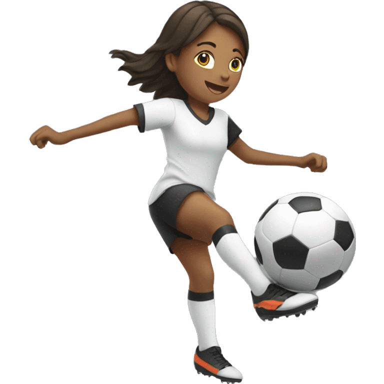 girl kicking a soccer ball in the air emoji