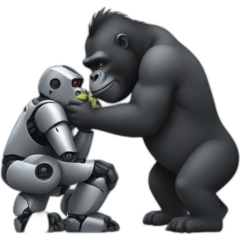 a robot kissing a gorilla emoji