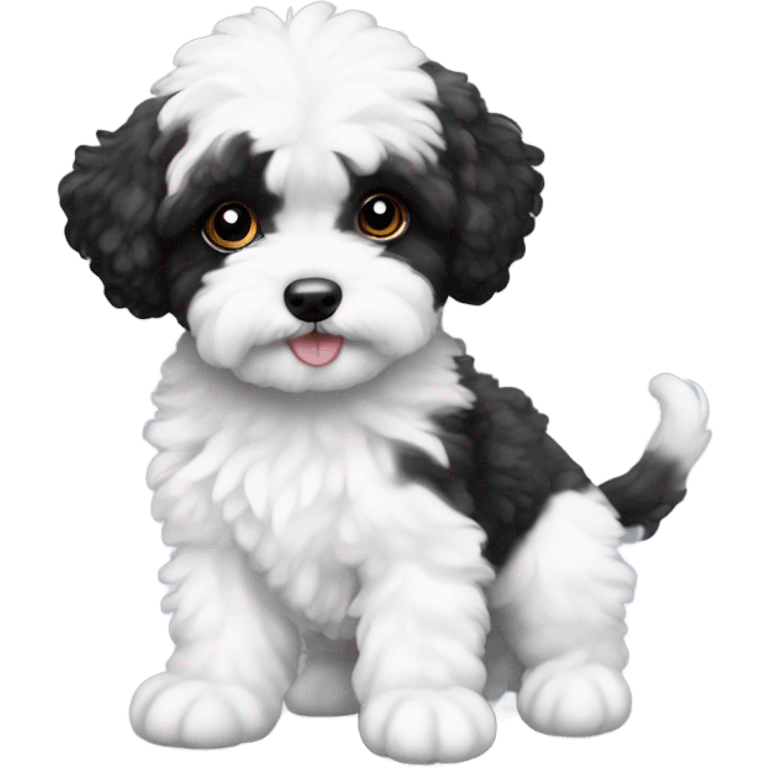 Maltipoo black and white girl puppy emoji