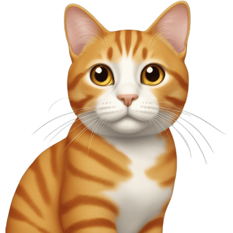 Orange cat white whiskers stripes white spot on chest emoji