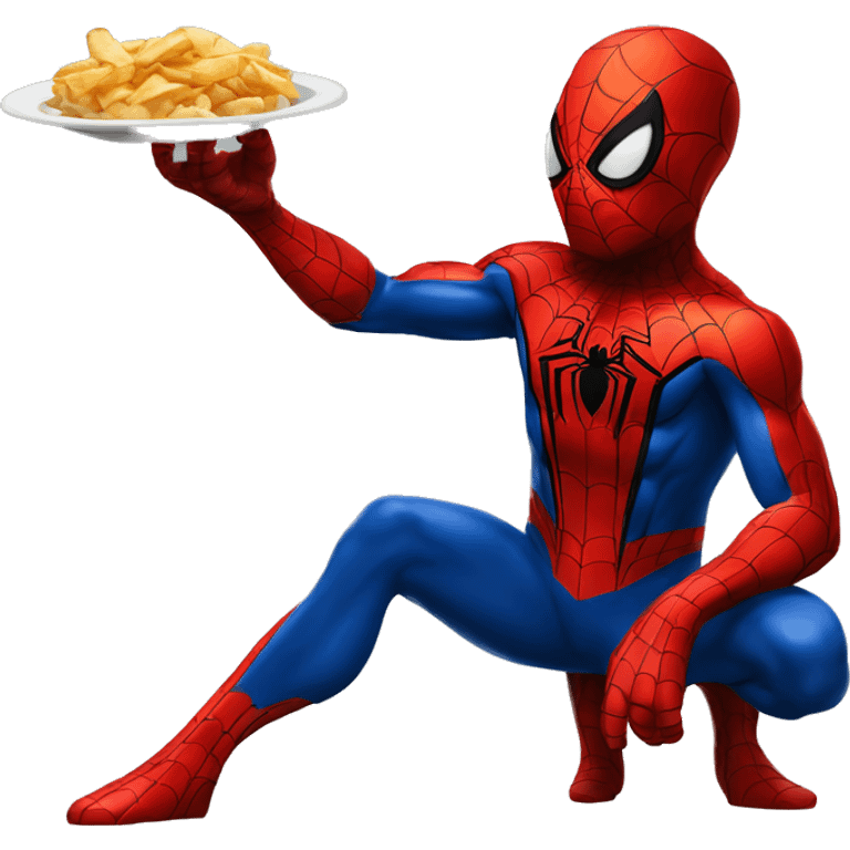 Spiderman qui mange de la poutine emoji