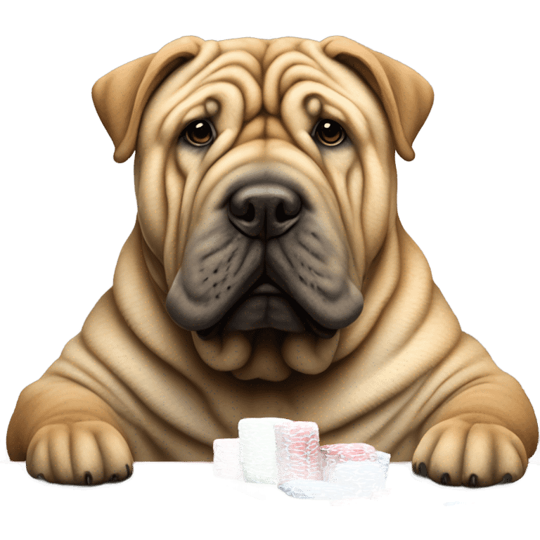 Shar pei playing poker emoji