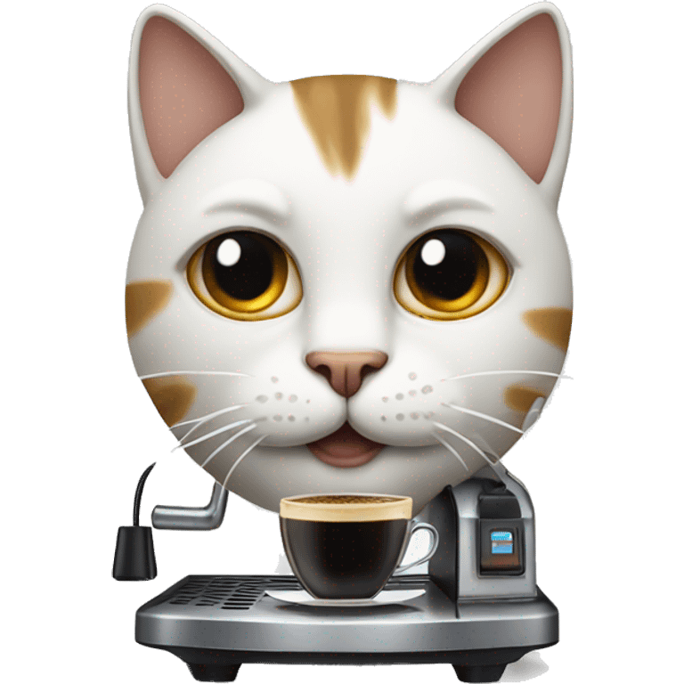 Cat that transforms into a coffee machine emoji