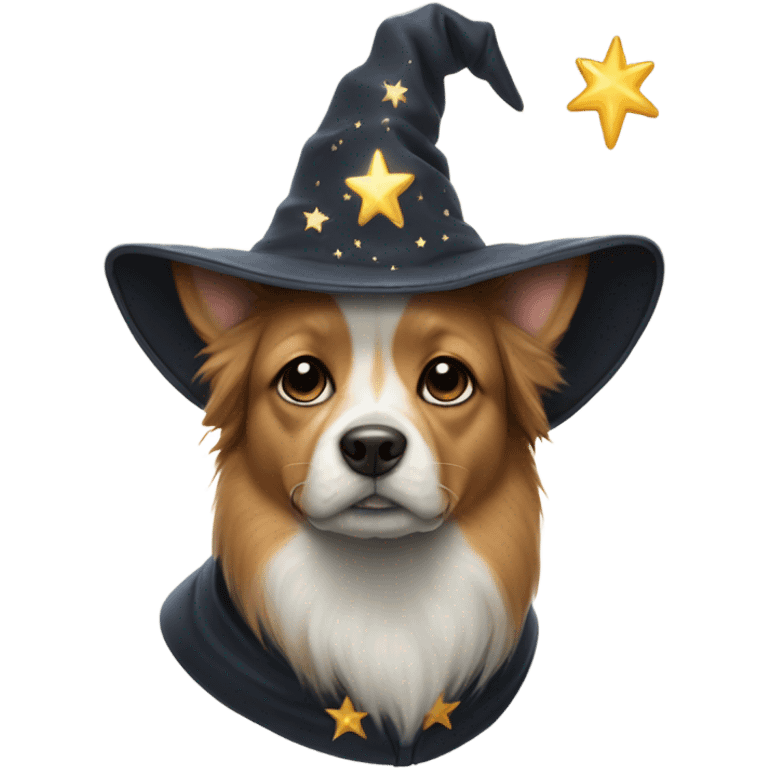 dog wearing a wizard hat emoji