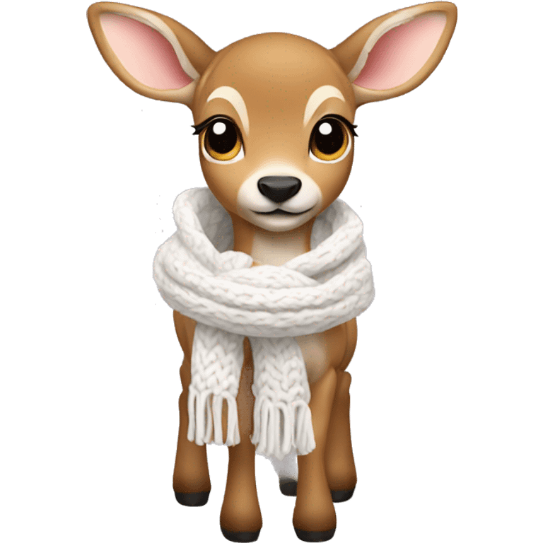 fawn with a white knitted scarf emoji