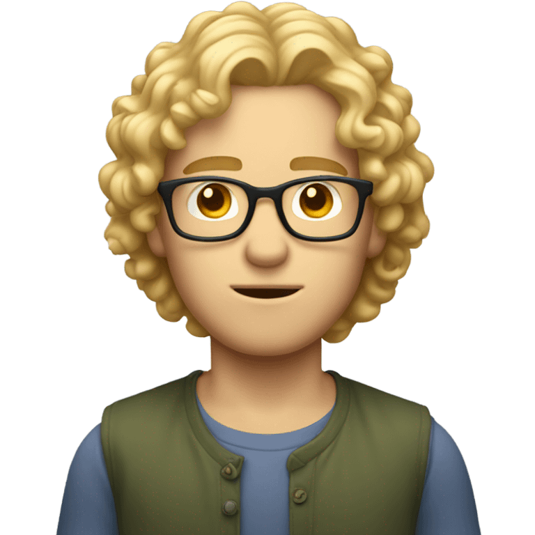 Weak nerdy guy with blonde curly hair up to shoulders emoji