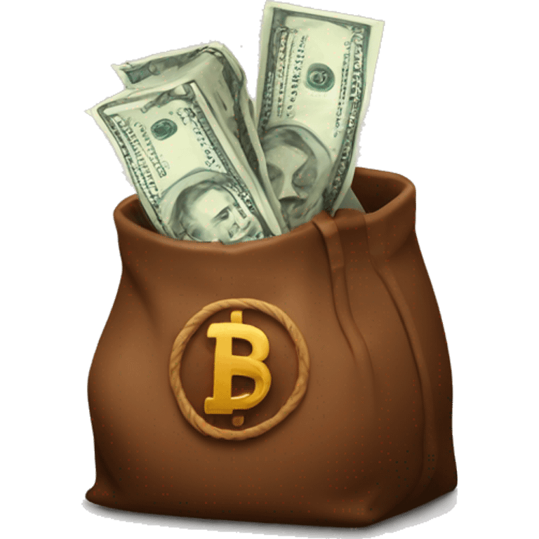 Un ladrón con una bolsa marron con un signo de dolar emoji