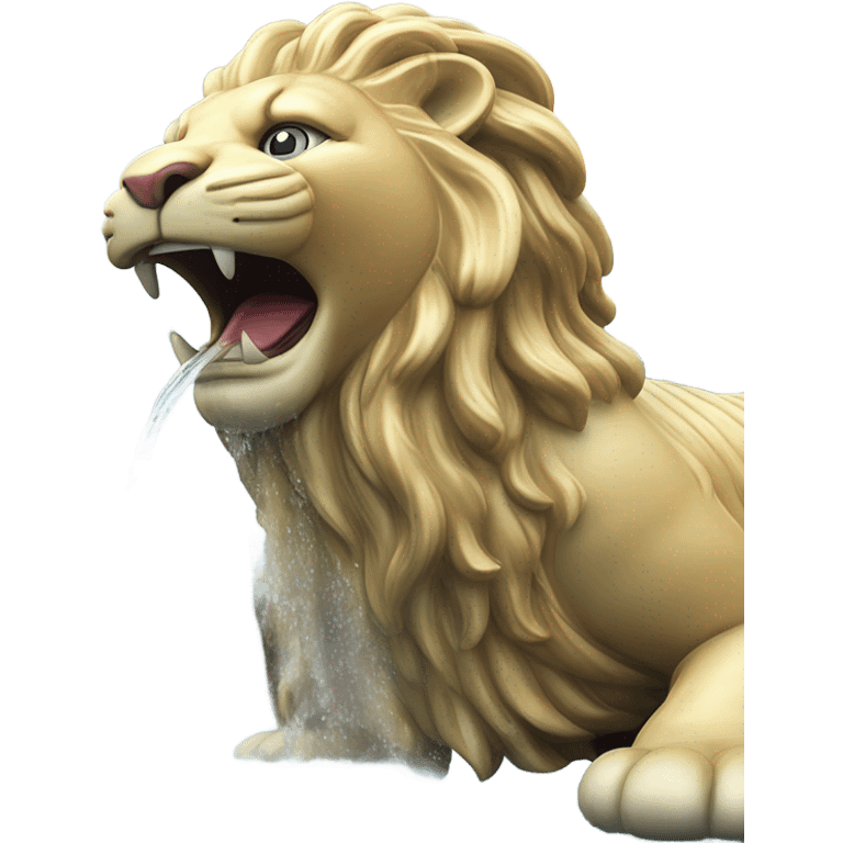 A majestic Merlion statue with a lion’s head and fish body, spouting a powerful stream of water from its mouth. emoji