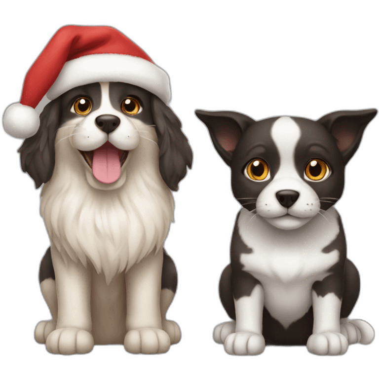 cat and dog santa emoji