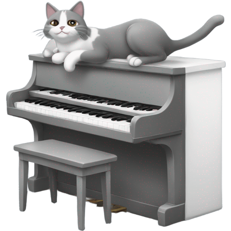 Gray and white cat playing piano emoji