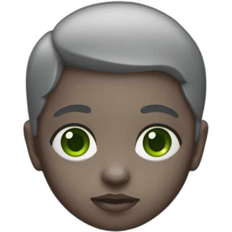 WhatsApp infant emoji with grey skin and green eyes emoji