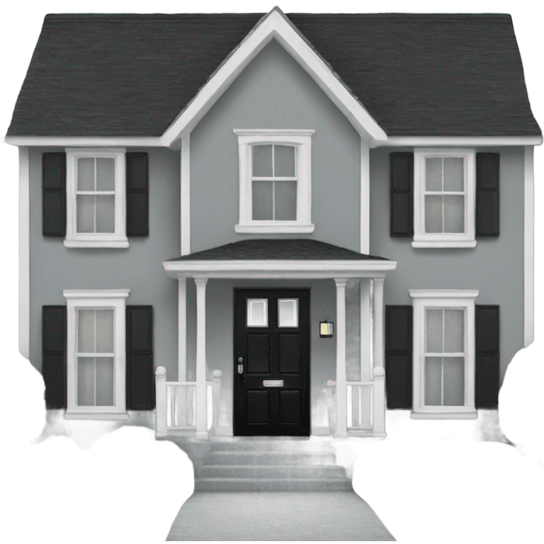 Grey 2 story house white trim black front door emoji