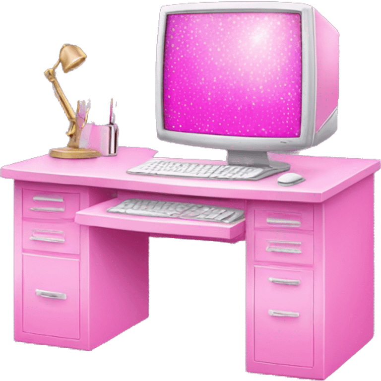 Pink sparkle computer desk  emoji