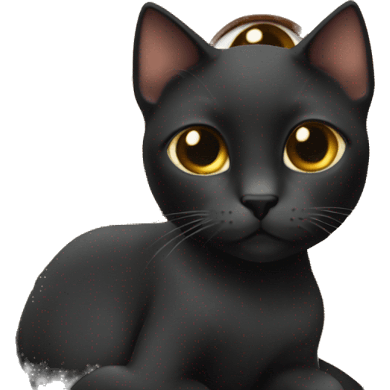 Black cute cat with blonde girl  emoji