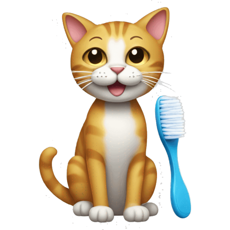 cat with a toothbrush emoji