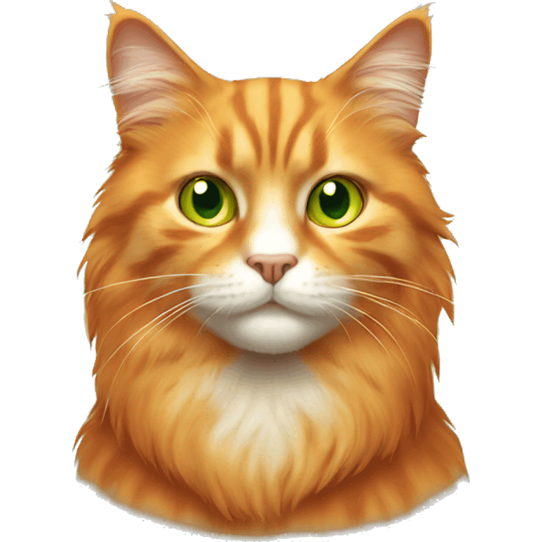 orange fluffy cat with yellow green eyes emoji