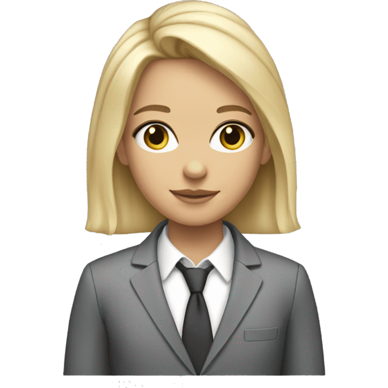 girl with blonde hair gray eyes and pieple suit emoji