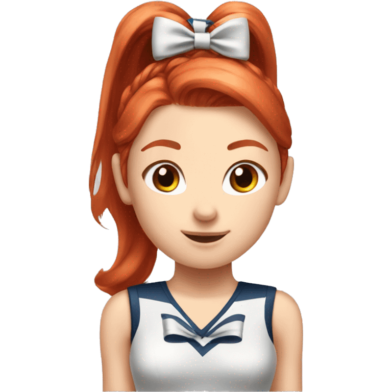 Redhead girl cheer uniform high ponytail with a  bow  emoji