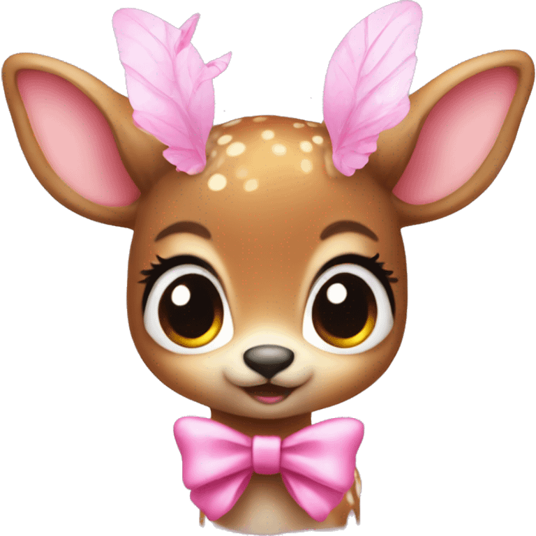 baby deer with fairy wings and a pink bow around its neck  emoji