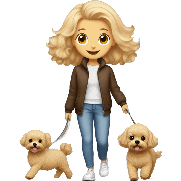 Brown Maltipoo walk with blonde girl emoji