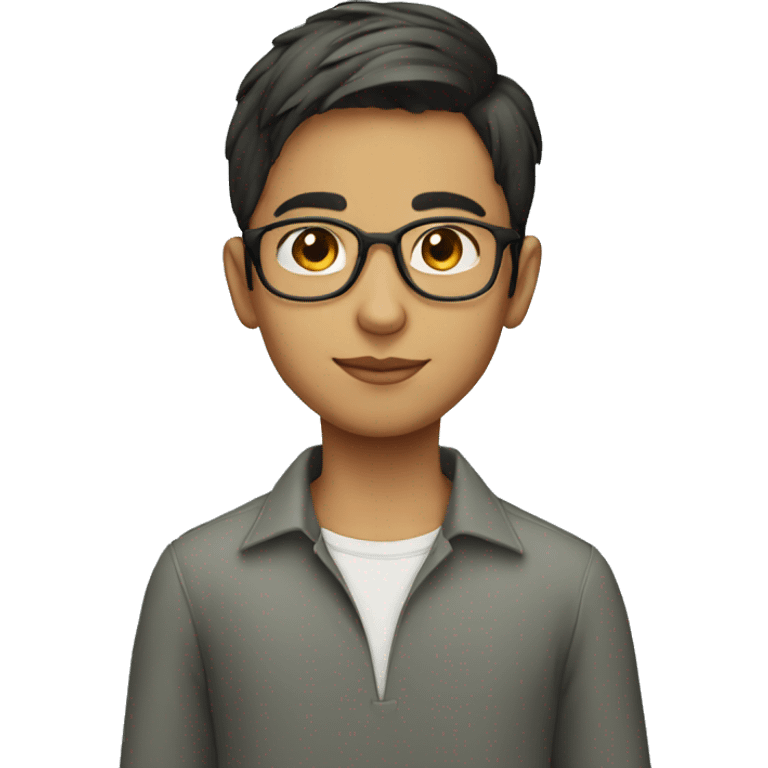 Young Pakistani glasses boy with bald sides and longer top hair emoji